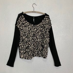 Plenty by Tracy Reese tan/black loop knit sweater